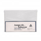 Juego De Sabanas Lisas Queen 100% Algodón Blanco 150h