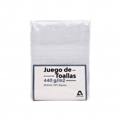 Set De Toallas Atma Home Blanco 100% Algodón 440 Grs