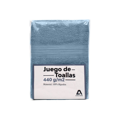 Set De Toallas Atma Home Azul 100% Algodón 440 Grs