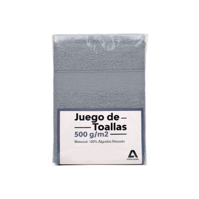 Set De Toallas Atma Home Gris 100% Algodón 500 Grs