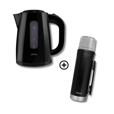 Combo Pava Eléctrica Atma 1.7L Negra + Termo Philco 650ml