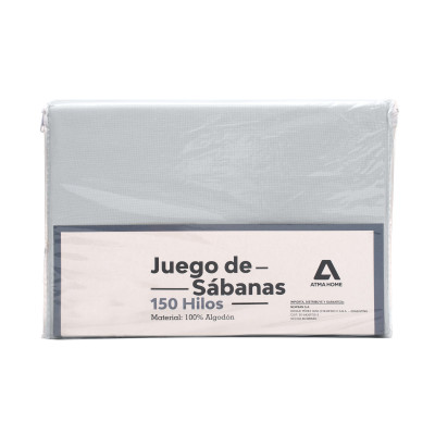 Juego De Sabanas Lisas Queen 100% Algodón Gris 150h