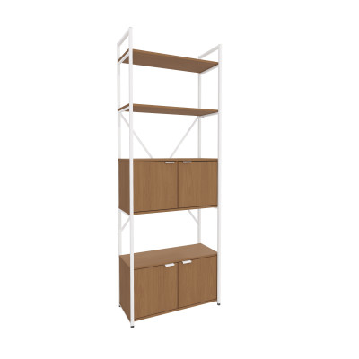 Estantería Tipo Industrial Atma 4 Niveles con Puertas Blanca