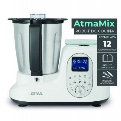 Robot de Cocina Blanco Pantalla Led 12 Programas 1200W Atma 