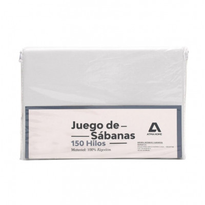 Juego De Sabanas Lisas King Atma Home 100% Algodón Blanco 150 H