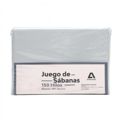 Juego De Sabanas Lisas King 100% Algodón Gris 150h