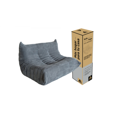 Sillón En Caja Togo 2 Cuerpos Atma Home Corderoy Gris Oscuro