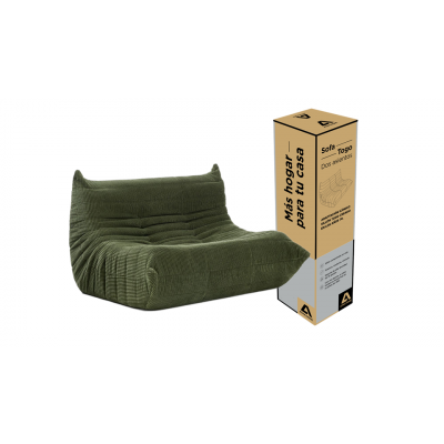 Sillón En Caja Togo 2 Cuerpos Atma Home Corderoy Verde Oscuro