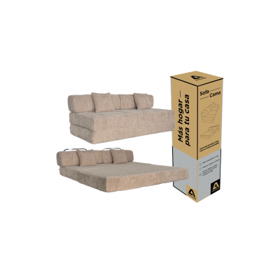 Sofá Cama En Caja 3 Cuerpos Atma Home Bouclé Beige Oscuro