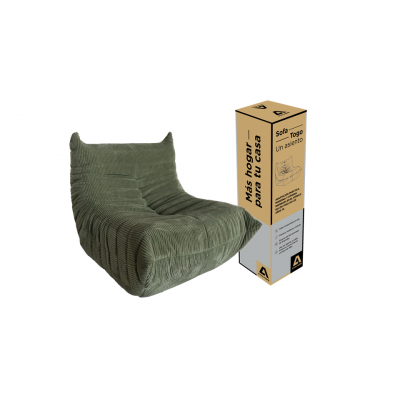 Sillón En Caja Togo 1 Cuerpo Atma Home Corderoy Verde Oscuro