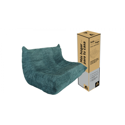 Sillón En Caja Togo 2 Cuerpos Atma Home Liso Petróleo