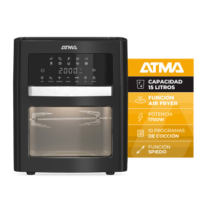 Horno Grill Y Freidora De Aire Atma 15lts Negra