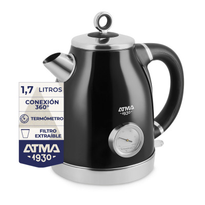 Pava Eléctrica Vintage Negra1,7 lt Atma