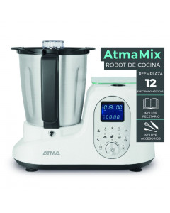 Robot de Cocina Blanco Pantalla Led 12 Programas 1200W Atma 