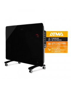 Panel Calefactor Atma Vidrio Bajo Consumo 1500W Negro